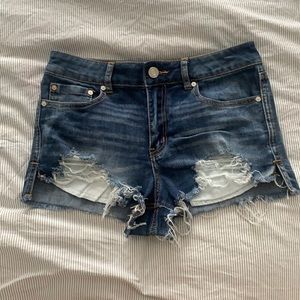 Medium dark wash cut off jean shorts